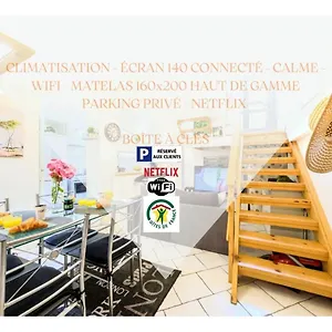  Appartement Beau Duplex 54m2, Calme, 2 Chambres, Netflix Et Wifi, Tv 140cms, Parking, Hypercentre A 400m, Arrivee Tardive Possible Avec Boite A Cles